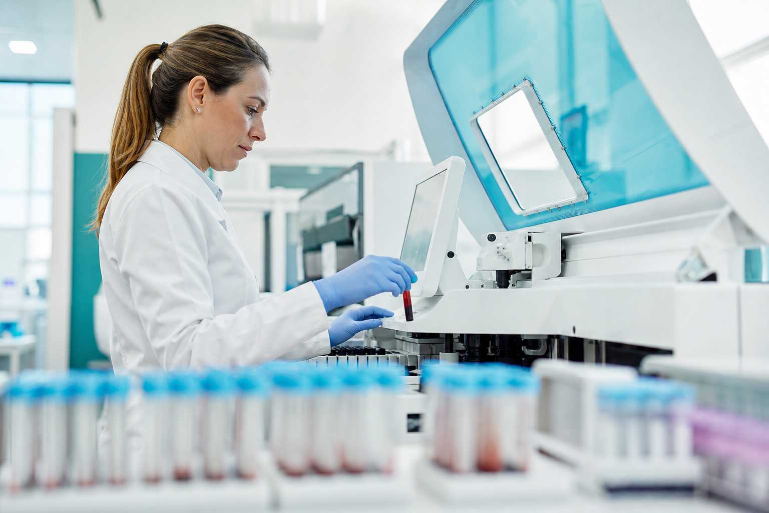 Tecnico di laboratorio al lavoro nel Laboratorio Analisi Cliniche Iula